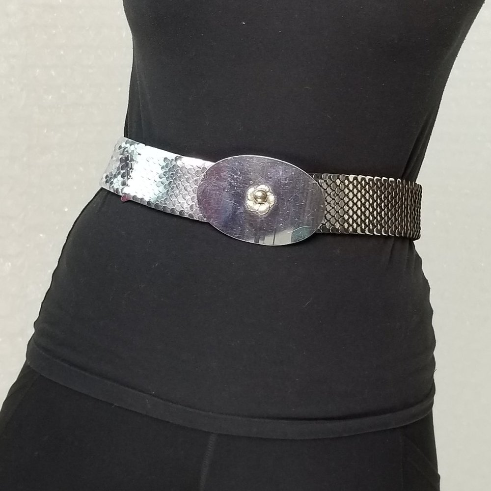 1980s silver fish scale belt